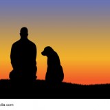Man with dog silhouettes