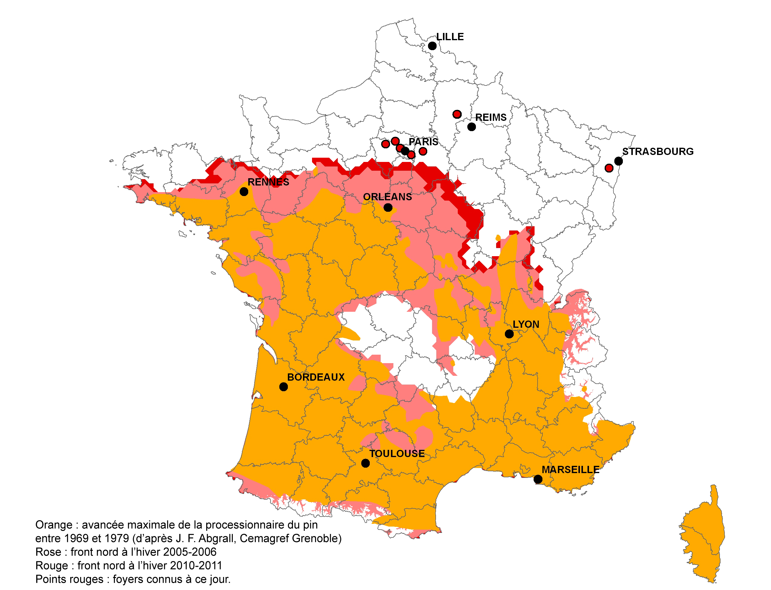 carte urgence chenilles processionnaires